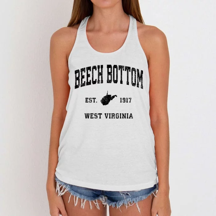 Beech Bottom Est 1917 West Virginia Wv Vintage Athletic Sports Women's Knotted Racerback Tank