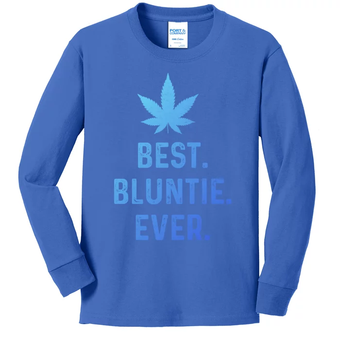 Best Bluntie Ever Funny Stoner Aunt Auntie Marijuana Weed Great Gift Kids Long Sleeve Shirt