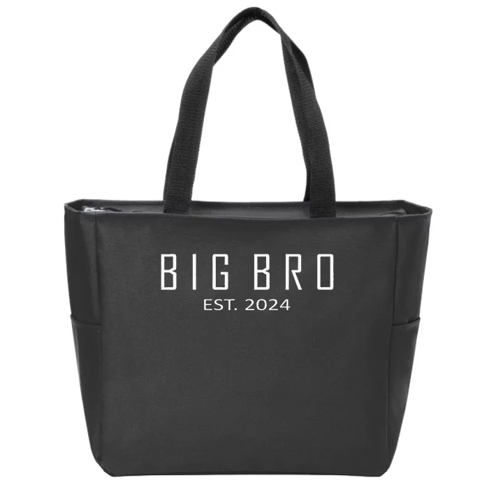 Big Bro Est 2024 Funny First Time Brother Promoted Zip Tote Bag