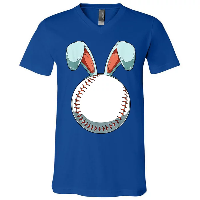 Baseball Bunny Easter Holiday Sport Lover V-Neck T-Shirt