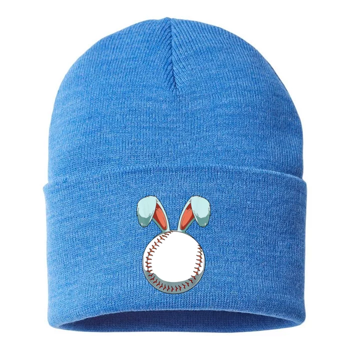 Baseball Bunny Easter Holiday Sport Lover Sustainable Knit Beanie