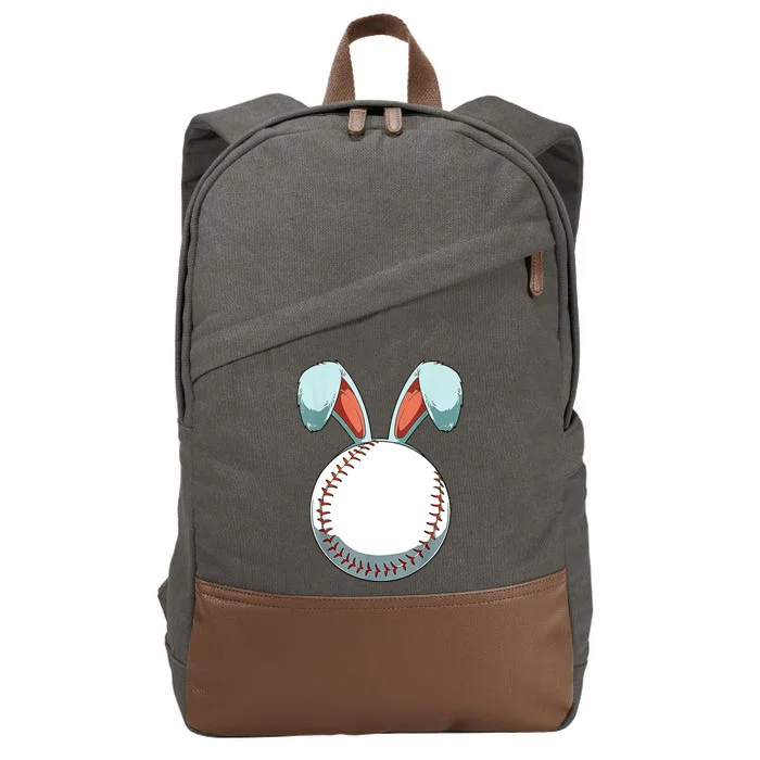 Baseball Bunny Easter Holiday Sport Lover Cotton Canvas Backpack