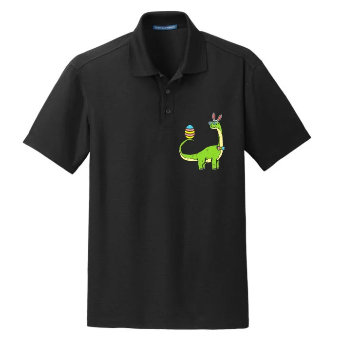 Brontosaurus Bunny Egg Easter Day Dinosaur Dino Boy Dry Zone Grid Performance Polo