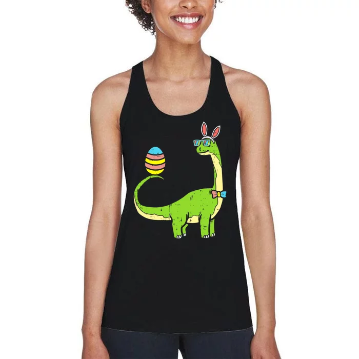 Brontosaurus Bunny Egg Easter Day Dinosaur Dino Boy Women's Racerback Tank