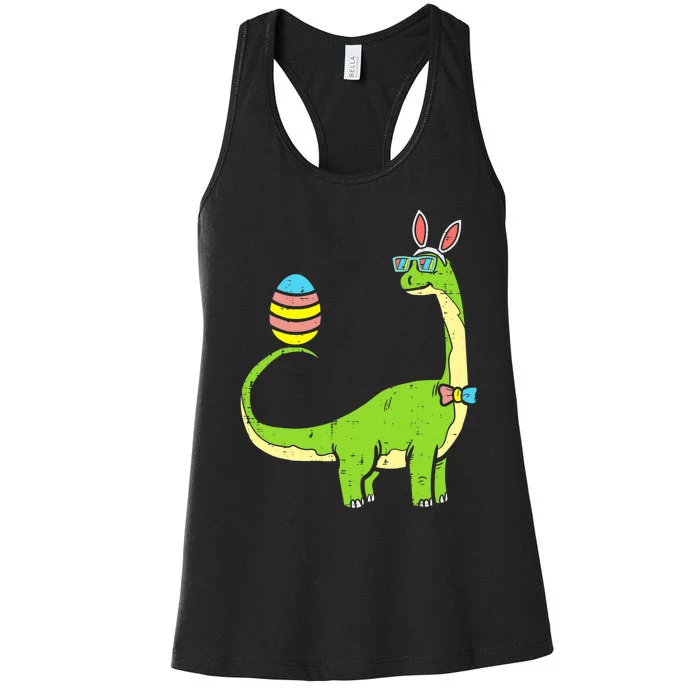 Brontosaurus Bunny Egg Easter Day Dinosaur Dino Boy Women's Racerback Tank