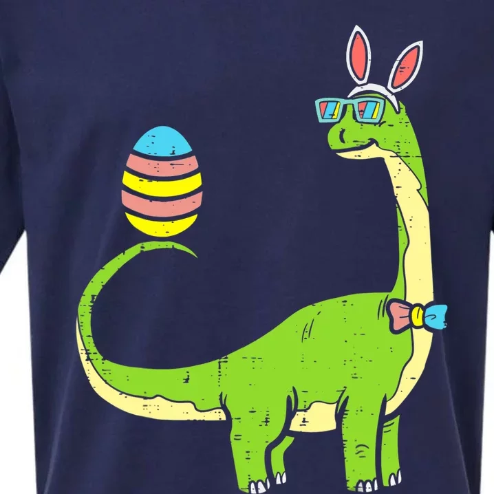 Brontosaurus Bunny Egg Easter Day Dinosaur Dino Boy Sueded Cloud Jersey T-Shirt