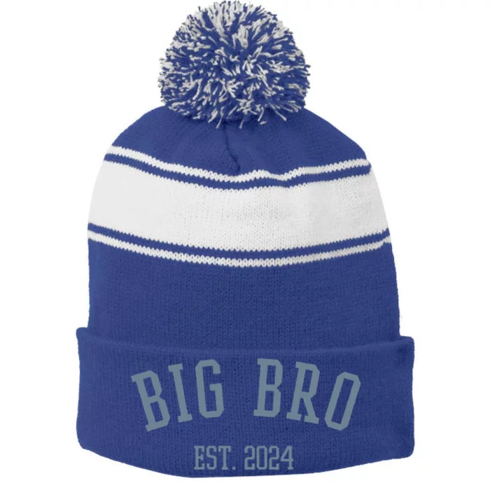 Big Bro Est. 2024 New Big Brother Stripe Pom Pom Beanie