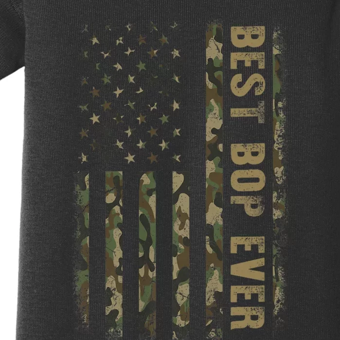 Best Bop Ever Camouflage American Flag FatherS Day Baby Bodysuit