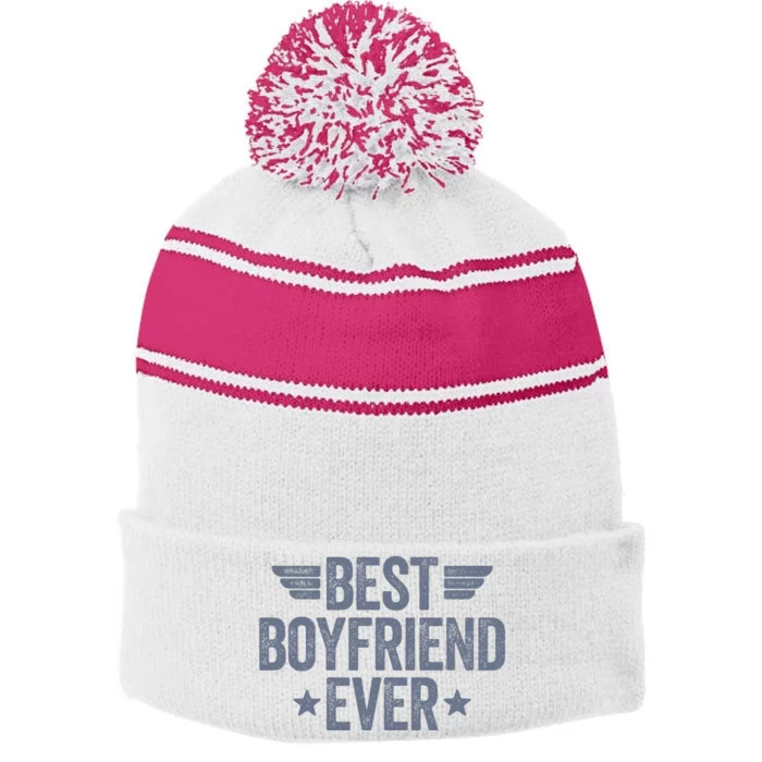 Best Boyfriend Ever Stripe Pom Pom Beanie