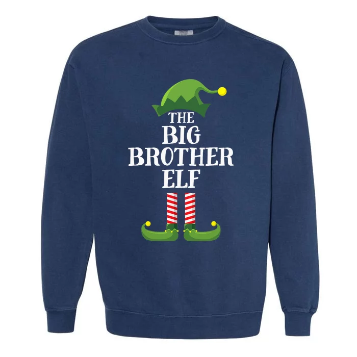 Big Brother Elf Matching Family Group Christmas Party Garment-Dyed Sweatshirt