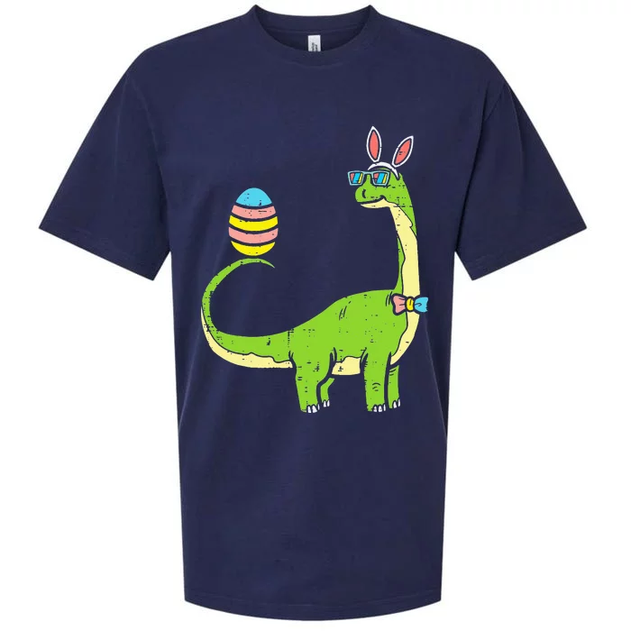 Brontosaurus Bunny Ears Egg Easter Day Dinosaur Sueded Cloud Jersey T-Shirt