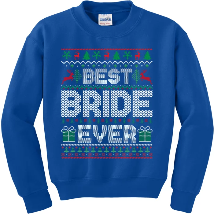 Best Bride Ever Christmas Pajamas Matching Ugly Xmas Holiday Gift Kids Sweatshirt