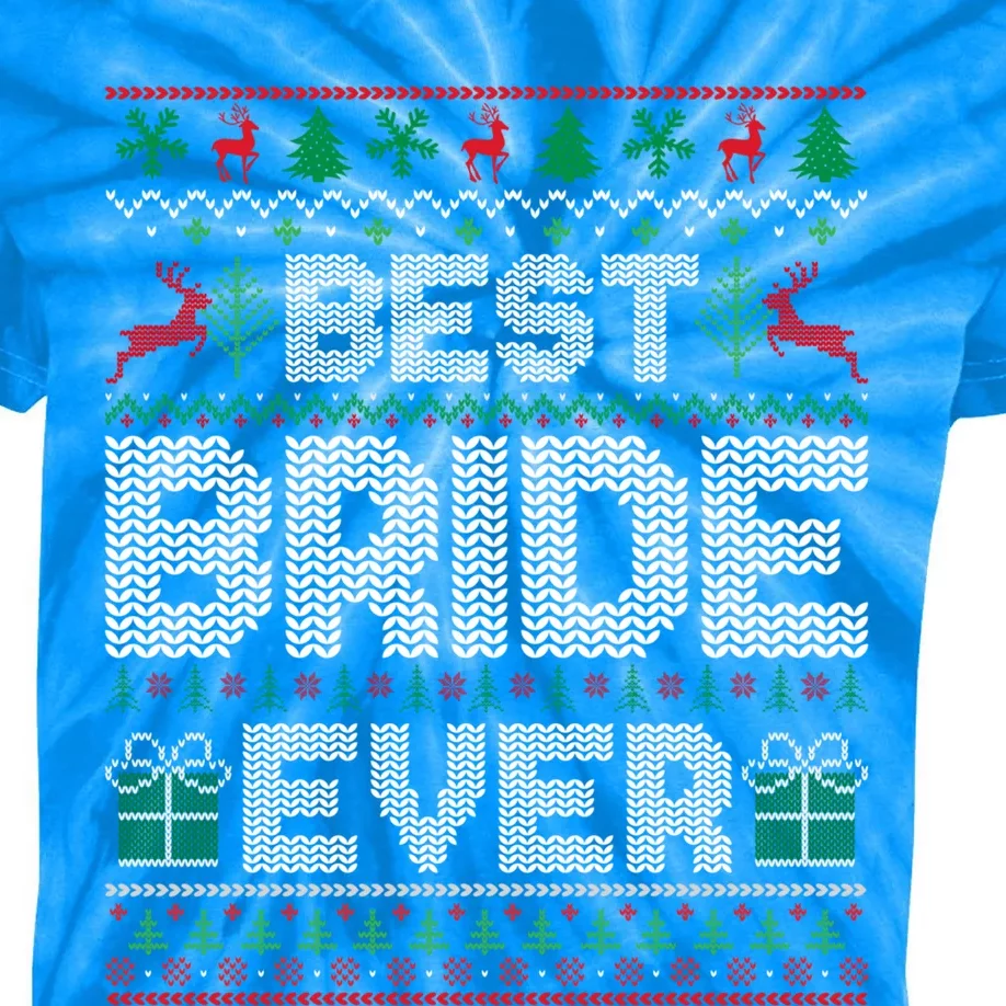 Best Bride Ever Christmas Pajamas Matching Ugly Xmas Holiday Gift Kids Tie-Dye T-Shirt