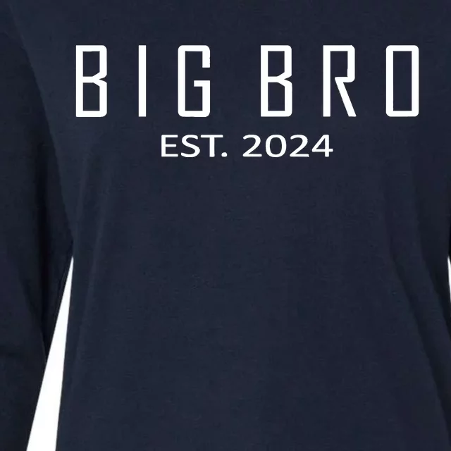 Big Bro Est 2024 Funny First Time Brother Promoted Womens Cotton Relaxed Long Sleeve T-Shirt