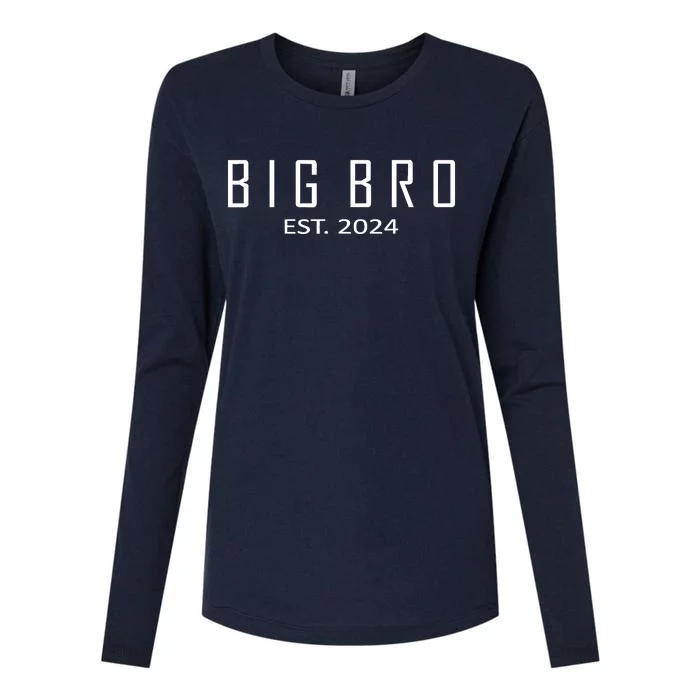 Big Bro Est 2024 Funny First Time Brother Promoted Womens Cotton Relaxed Long Sleeve T-Shirt