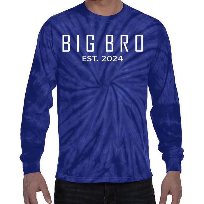 Big Bro Est 2024 Funny First Time Brother Promoted Tie-Dye Long Sleeve Shirt