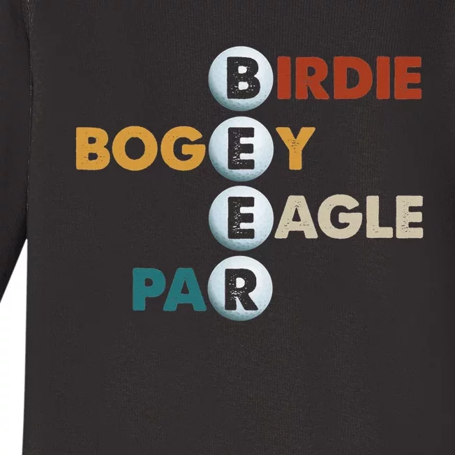 Birdie Bogey Eagle Par Beer Patriotic Golfers Baby Long Sleeve Bodysuit