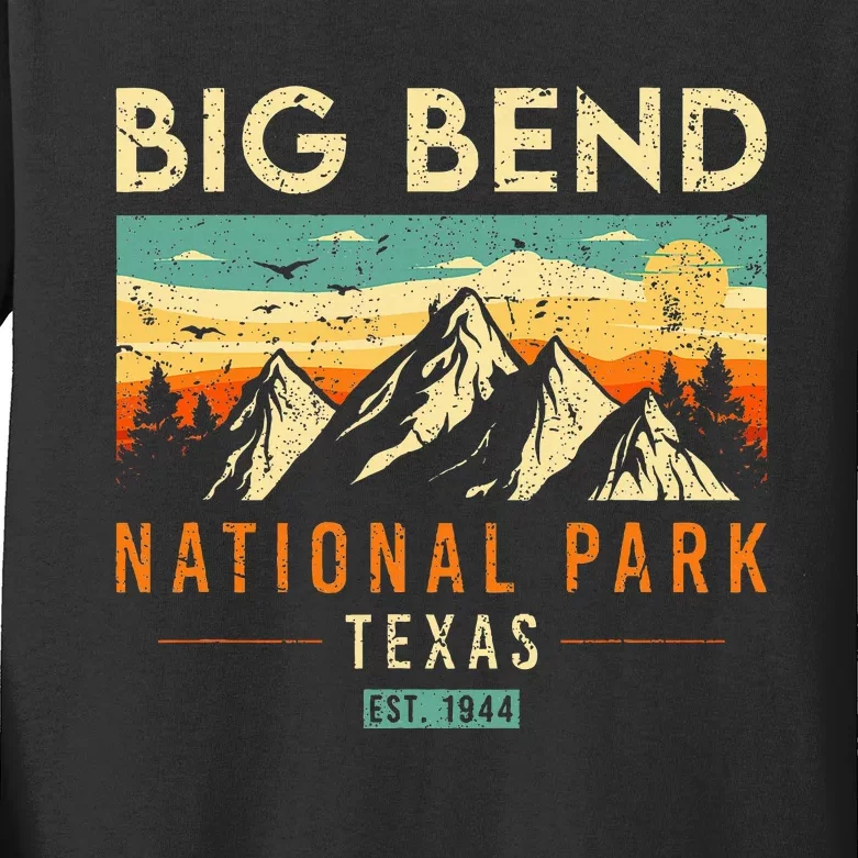 Big Bend Est. 1944 Retro Texas National Park Kids Long Sleeve Shirt