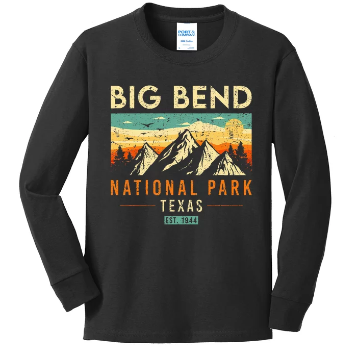 Big Bend Est. 1944 Retro Texas National Park Kids Long Sleeve Shirt