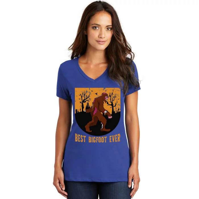 Best Bigfoot Ever Best Halloween Bigfoot Costume Gift Cute Women's V-Neck T-Shirt