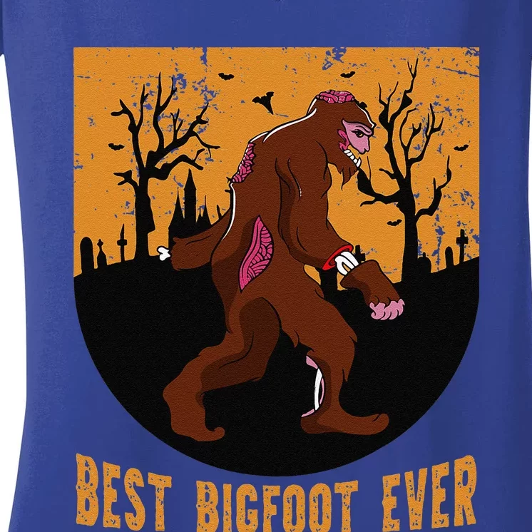 Best Bigfoot Ever Best Halloween Bigfoot Costume Gift Cute Women's V-Neck T-Shirt