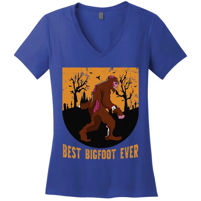 Best Bigfoot Ever Best Halloween Bigfoot Costume Gift Cute Women's V-Neck T-Shirt