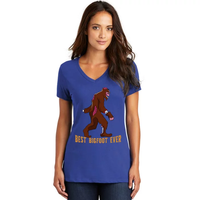 Best Bigfoot Ever Best Halloween Bigfoot Costume Gift Funny Women's V-Neck T-Shirt