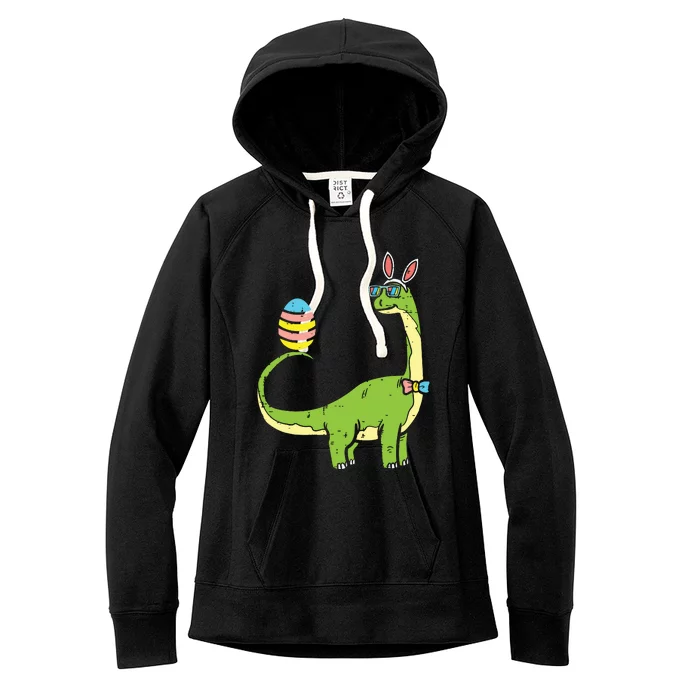 Brontosaurus Bunny Ears Egg Easter Day Dinosaur Dino Women's Fleece Hoodie