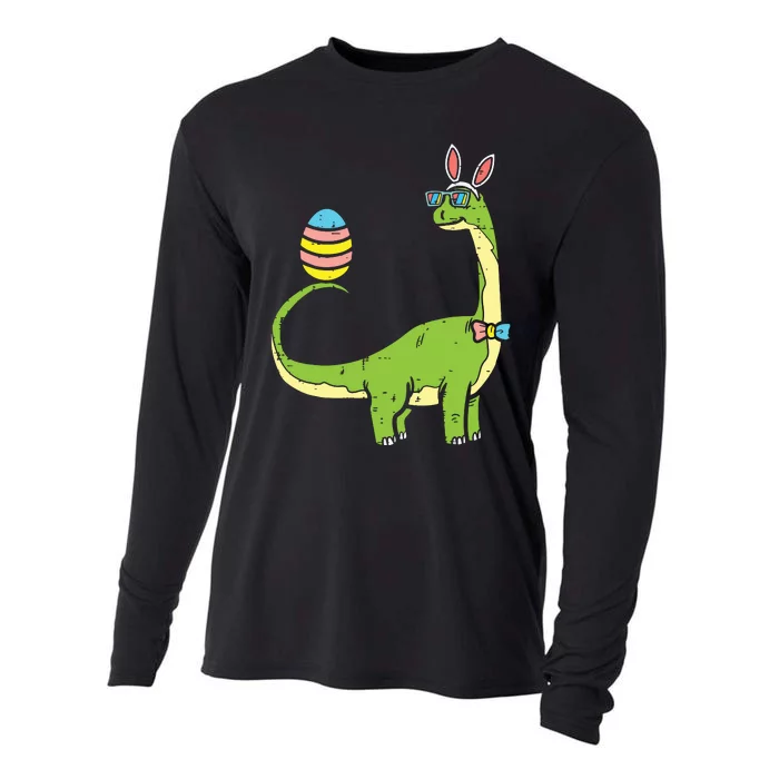 Brontosaurus Bunny Ears Egg Easter Day Dinosaur Dino Cooling Performance Long Sleeve Crew