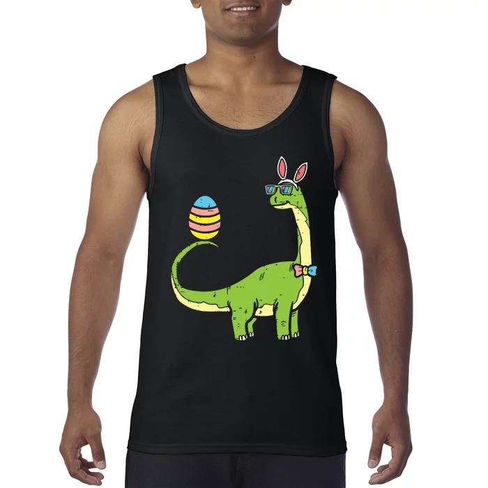 Brontosaurus Bunny Ears Egg Easter Day Dinosaur Dino Tank Top