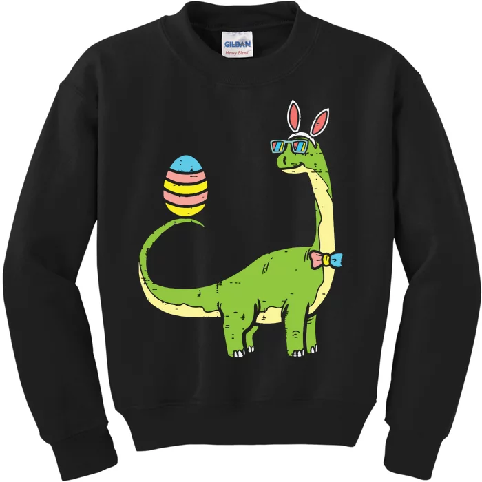 Brontosaurus Bunny Ears Egg Easter Day Dinosaur Dino Kids Sweatshirt