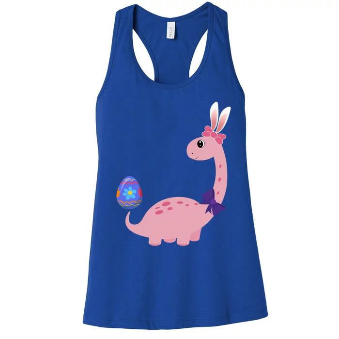 Brontosaurus Bunny Ears Egg Easter Day Dinosaur Dino Funny Gift Women's Racerback Tank