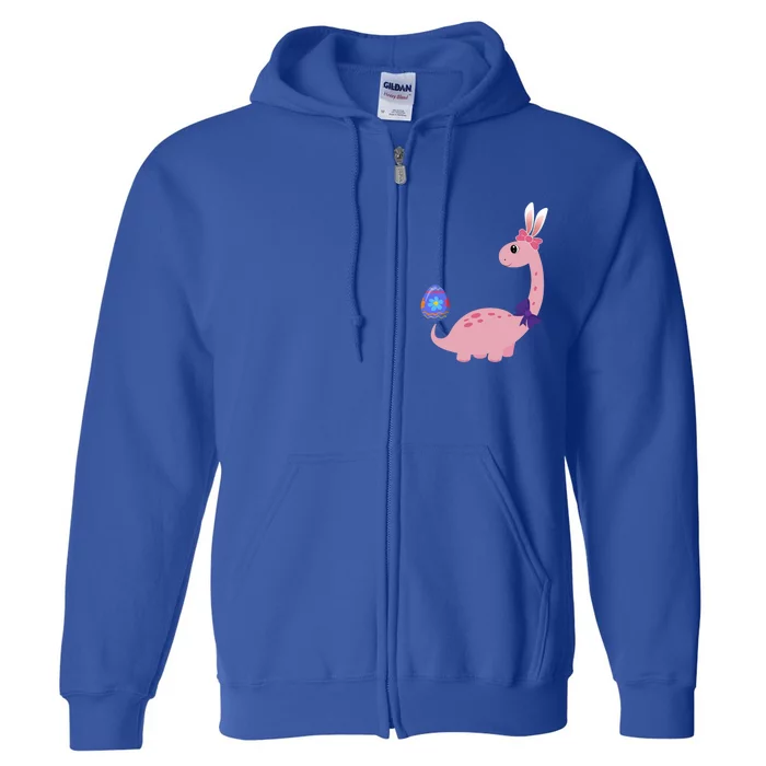 Brontosaurus Bunny Ears Egg Easter Day Dinosaur Dino Funny Gift Full Zip Hoodie