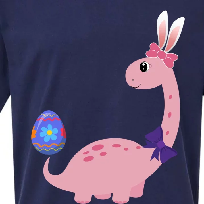 Brontosaurus Bunny Ears Egg Easter Day Dinosaur Dino Funny Gift Sueded Cloud Jersey T-Shirt