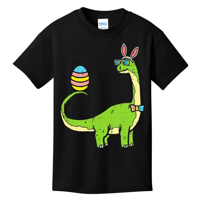 Brontosaurus Bunny Ears Egg Easter Day Dinosaur Kids T-Shirt