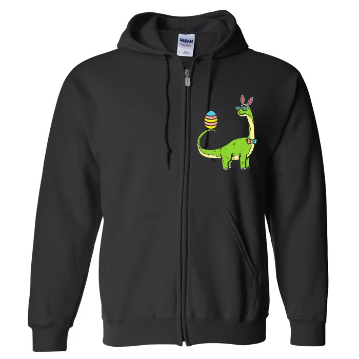 Brontosaurus Bunny Ears Egg Easter Day Dinosaur Full Zip Hoodie