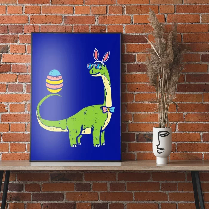 Brontosaurus Bunny Ears Egg Easter Day Dinosaur Dino Gift Poster