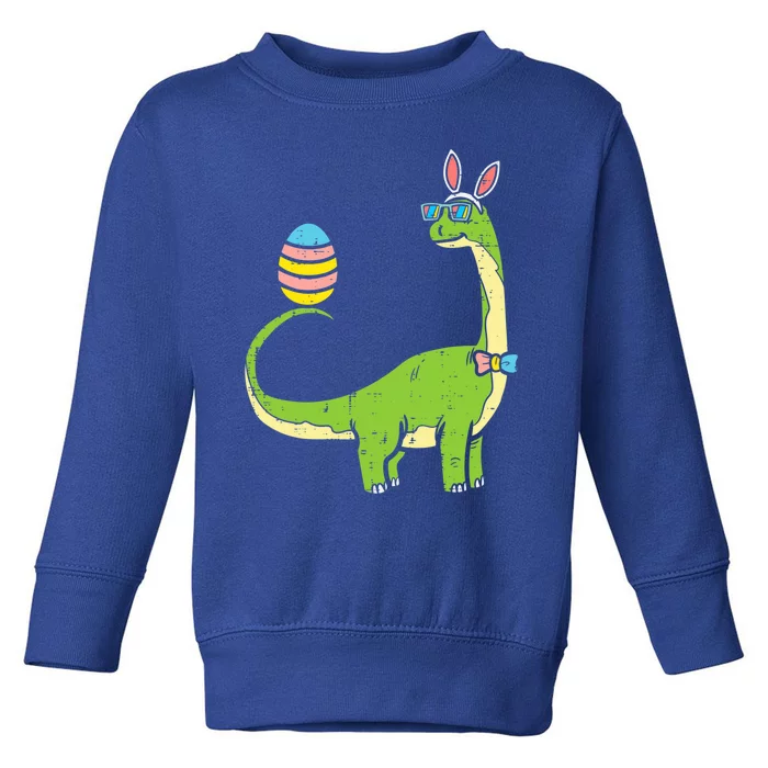 Brontosaurus Bunny Ears Egg Easter Day Dinosaur Dino Gift Toddler Sweatshirt