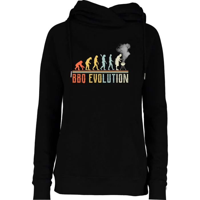 BBQ Barbecue Evolution Retro Vintage Womens Funnel Neck Pullover Hood