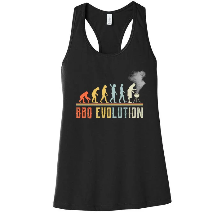 BBQ Barbecue Evolution Retro Vintage Women's Racerback Tank