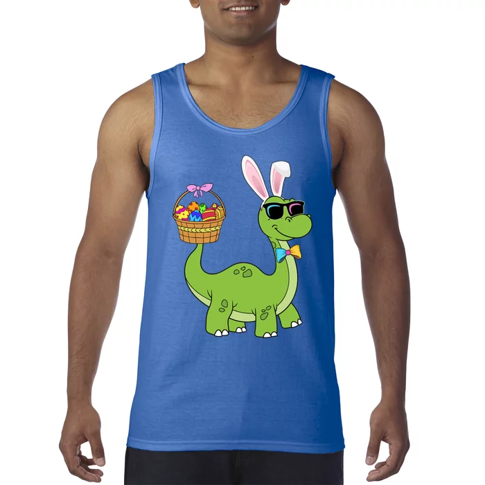 Brontosaurus Bunny Ears Egg Easter Day Dinosaur Dino Cute Gift Tank Top