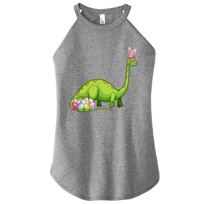 Brontosaurus Bunny Ears Egg Easter Day Dinosaur Dino Gift Women’s Perfect Tri Rocker Tank