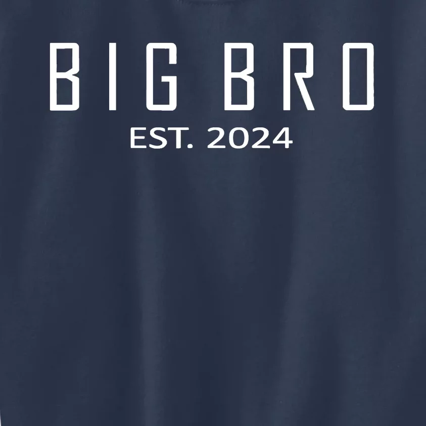 Big Bro Est 2024 Funny First Time Brother Promoted Kids Sweatshirt