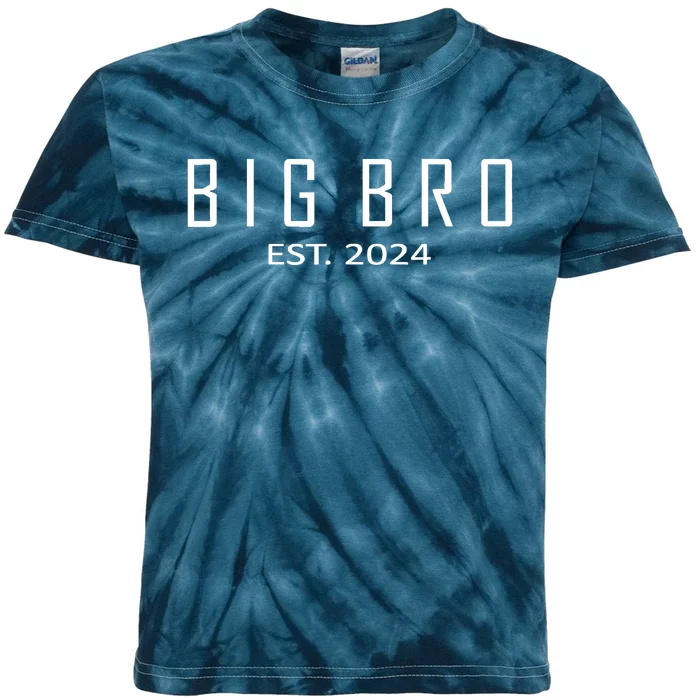 Big Bro Est 2024 Funny First Time Brother Promoted Kids Tie-Dye T-Shirt