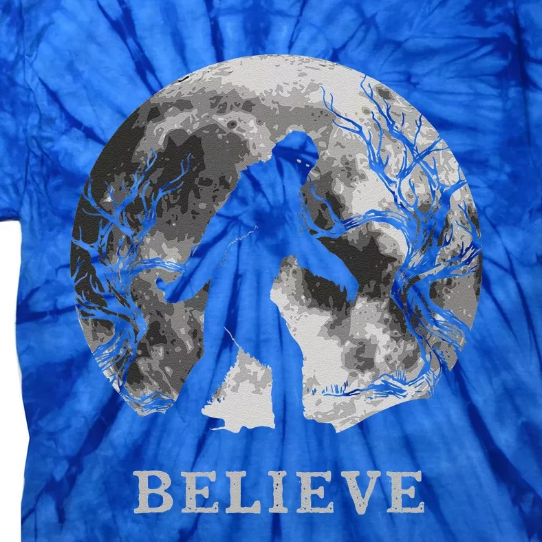 Bigfoot Believe Funny Sasquatch Yeti Full Moon Halloween Tie-Dye T-Shirt