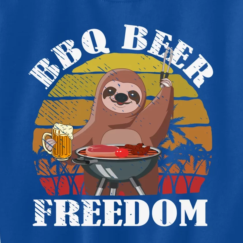 Bbq Beer Freedom Sloth Beer Er Fathers Day Grillers Cute Gift Kids Sweatshirt