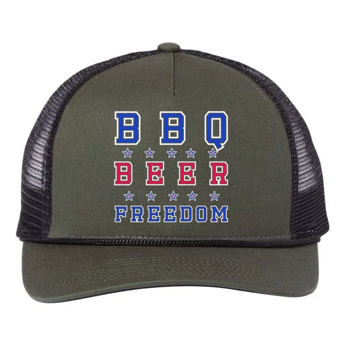 Bbq Beer Freedom Gift Retro Rope Trucker Hat Cap