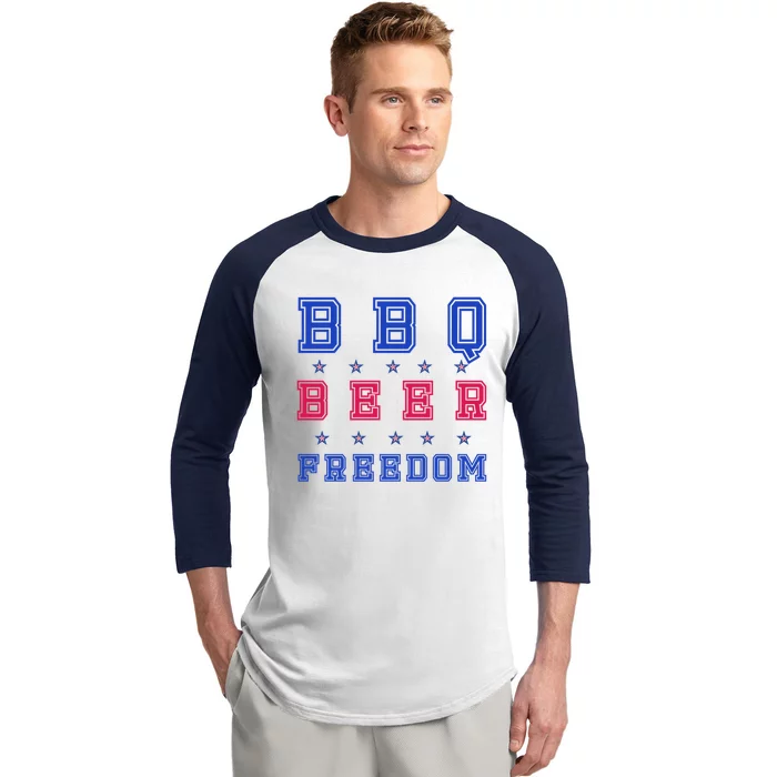 Bbq Beer Freedom Gift Baseball Sleeve Shirt