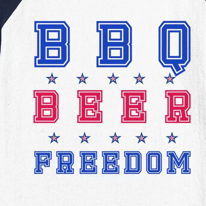 Bbq Beer Freedom Gift Baseball Sleeve Shirt