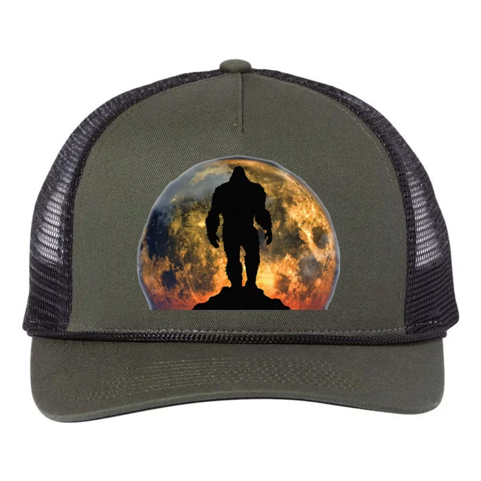 Bigfoot Believer Full Red Moon Night Sasquatch Retro Rope Trucker Hat Cap